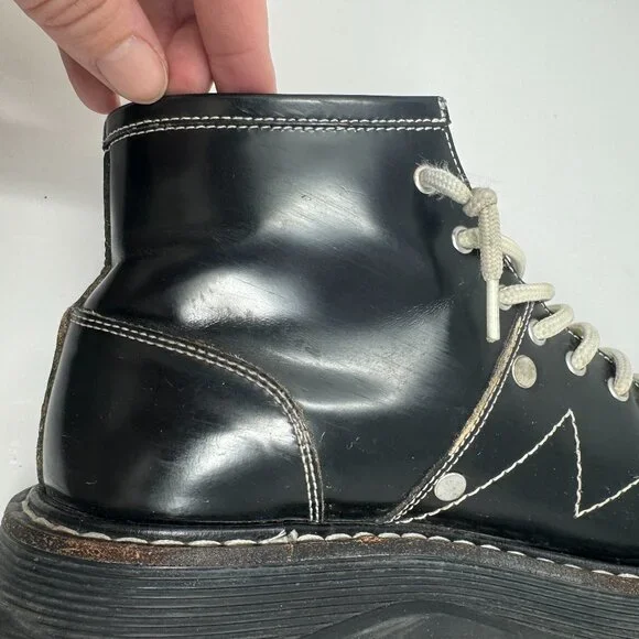 Alexander McQueen Tread Black Leather Lace Up Combat Boots EU 38 - Picture 13 of 16